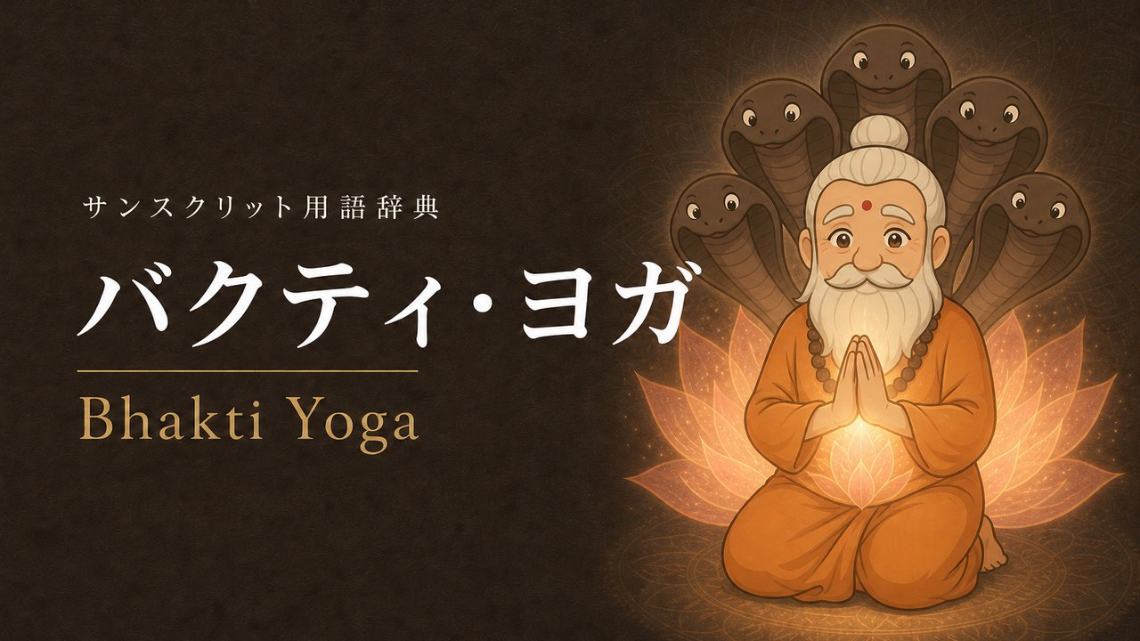 バクティ・ヨガ (Bhakti Yoga・心の道) の意味を表すイラスト (サンスクリット用語辞典)