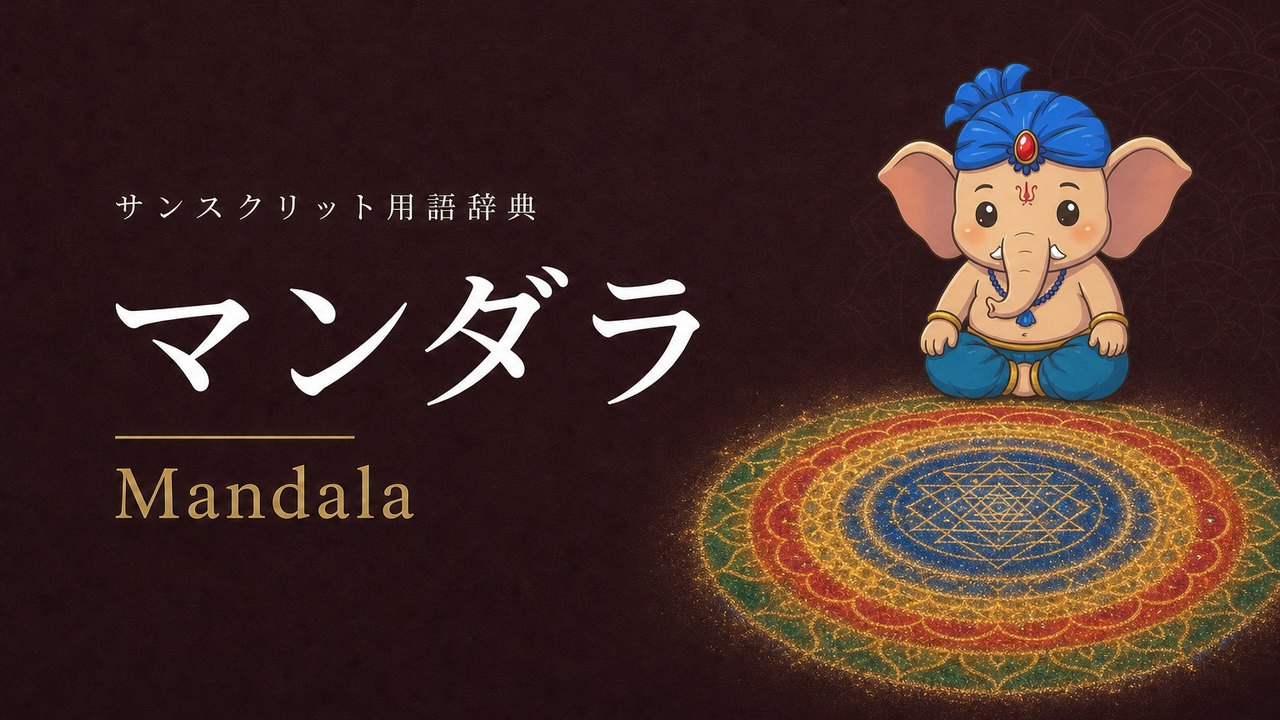 マンダラ (Mandala・円・本質) の意味を表すイラスト (サンスクリット用語辞典)
