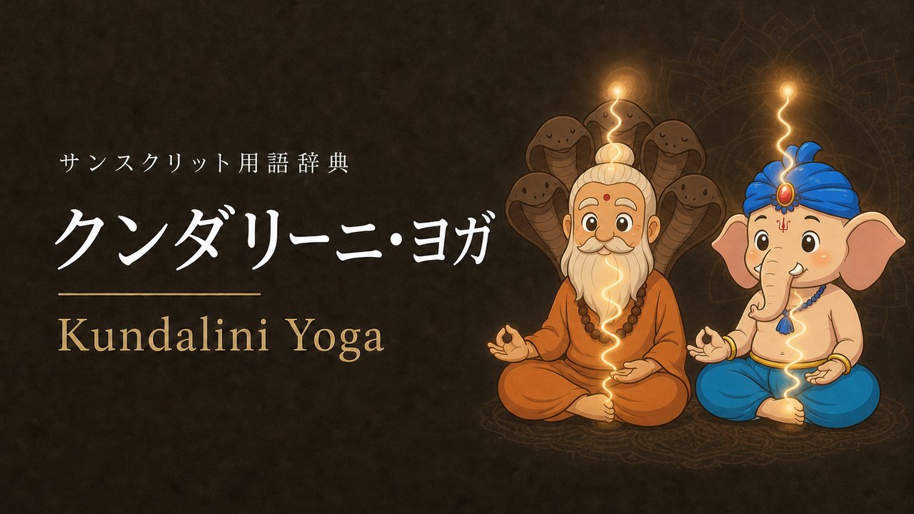 クンダリーニ・ヨガ (Kundalini Yoga) の意味を表すイラスト (サンスクリット用語辞典)