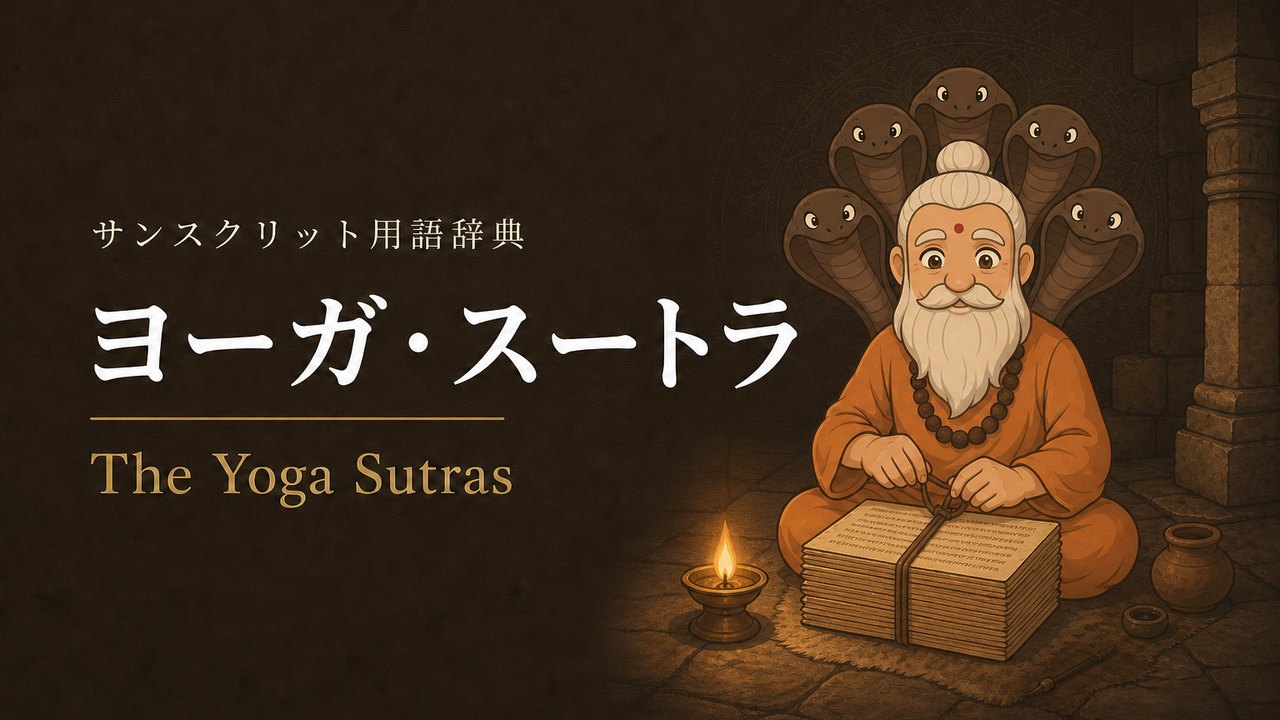 ヨーガ・スートラ (The Yoga Sutras) の意味を表すイラスト (サンスクリット用語辞典)