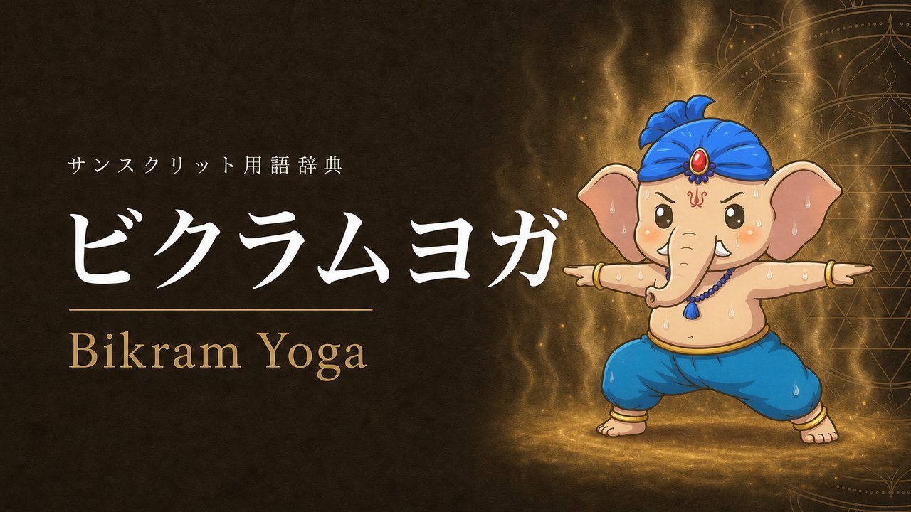 ビクラムヨガ (Bikram Yoga・ホットヨガ) の意味を表すイラスト (サンスクリット用語辞典)