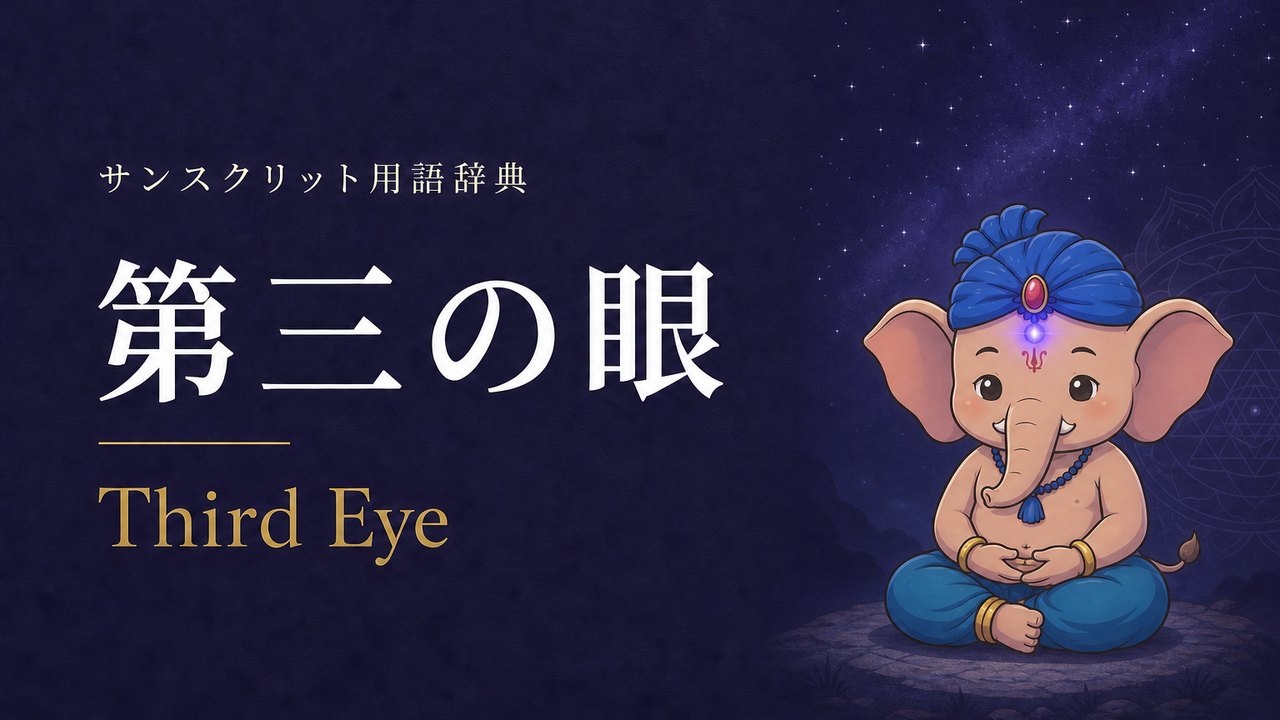 第三の眼 (Third Eye) の意味を表すイラスト (サンスクリット用語辞典)