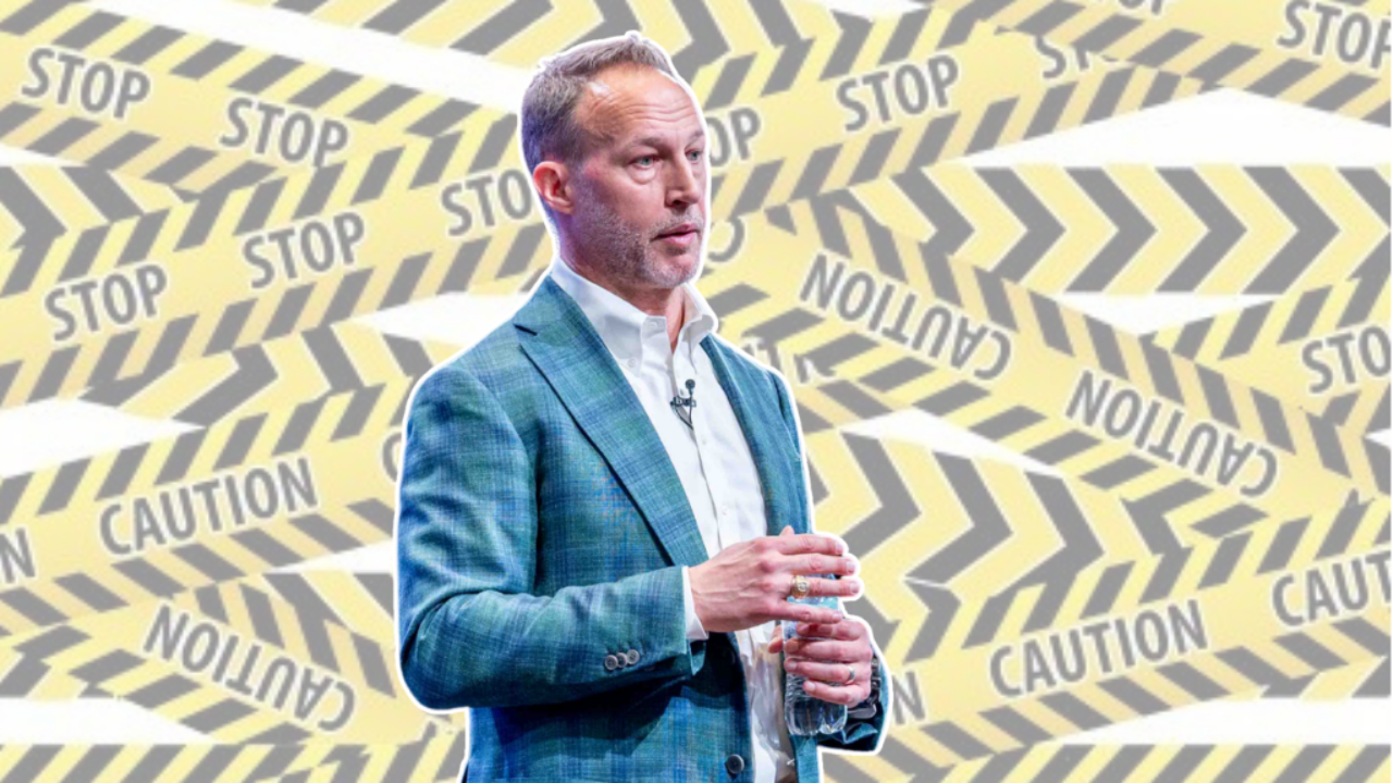 Jeff Schiefelbein in front of Caution Tape