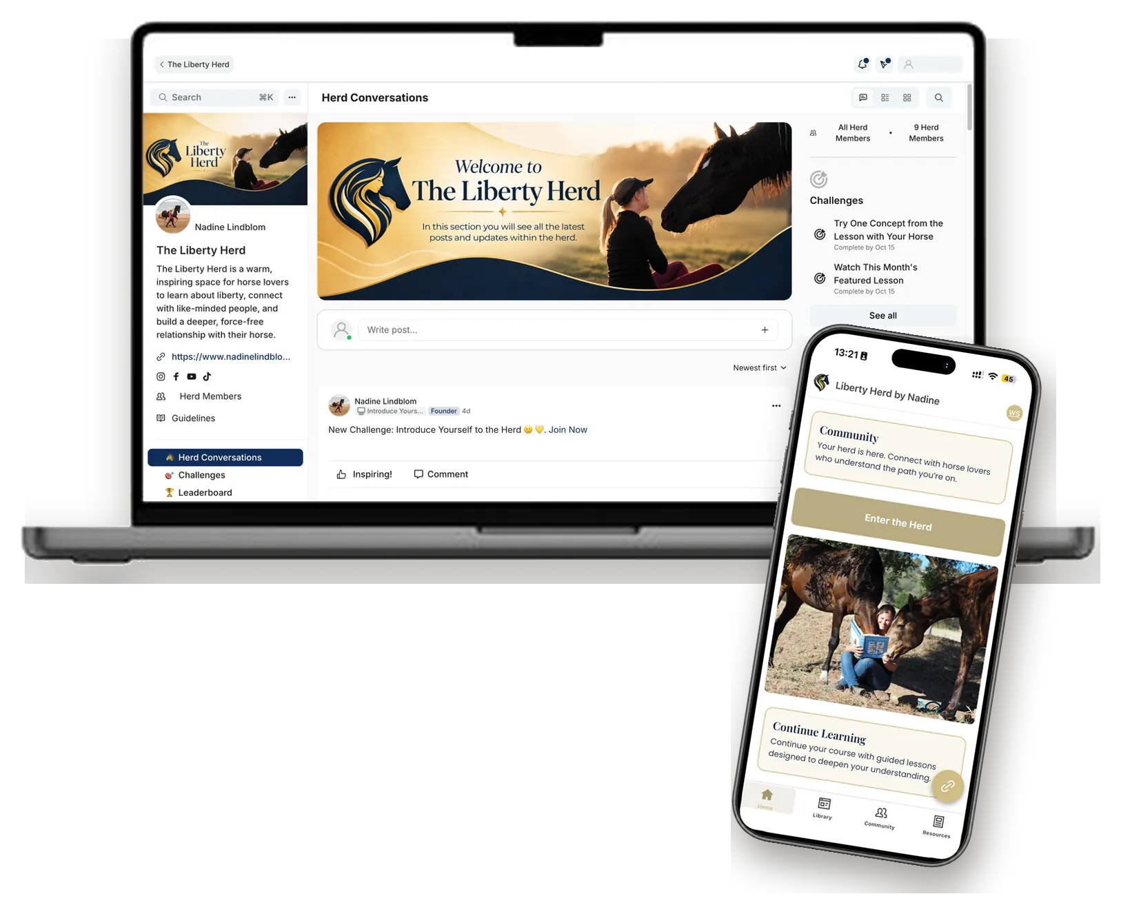 The Liberty Herd app on a laptop and a phone