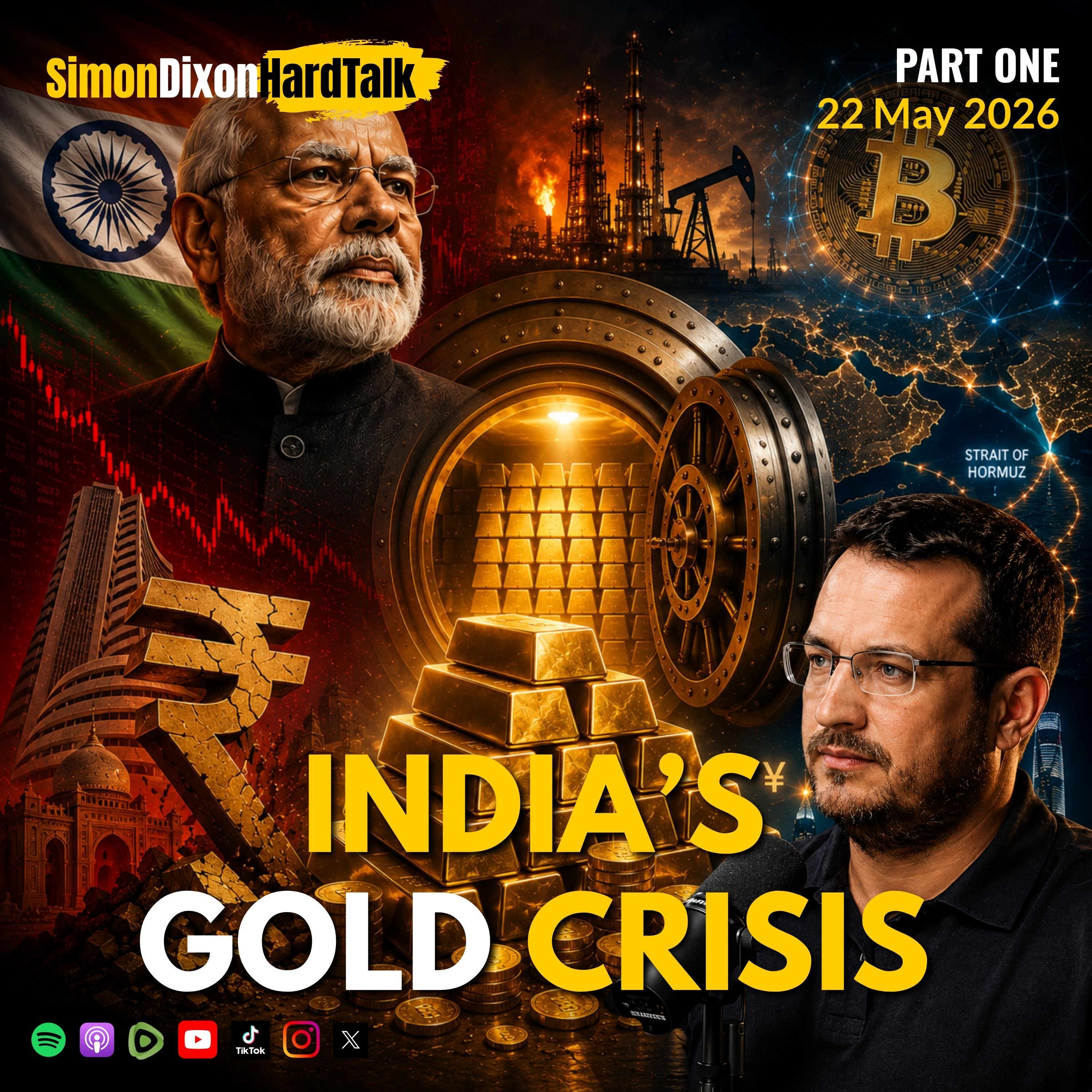 India’s Gold Crisis, Bitcoin Insurance, and the Hormuz Reset — Simon Dixon Hard Talk cover
