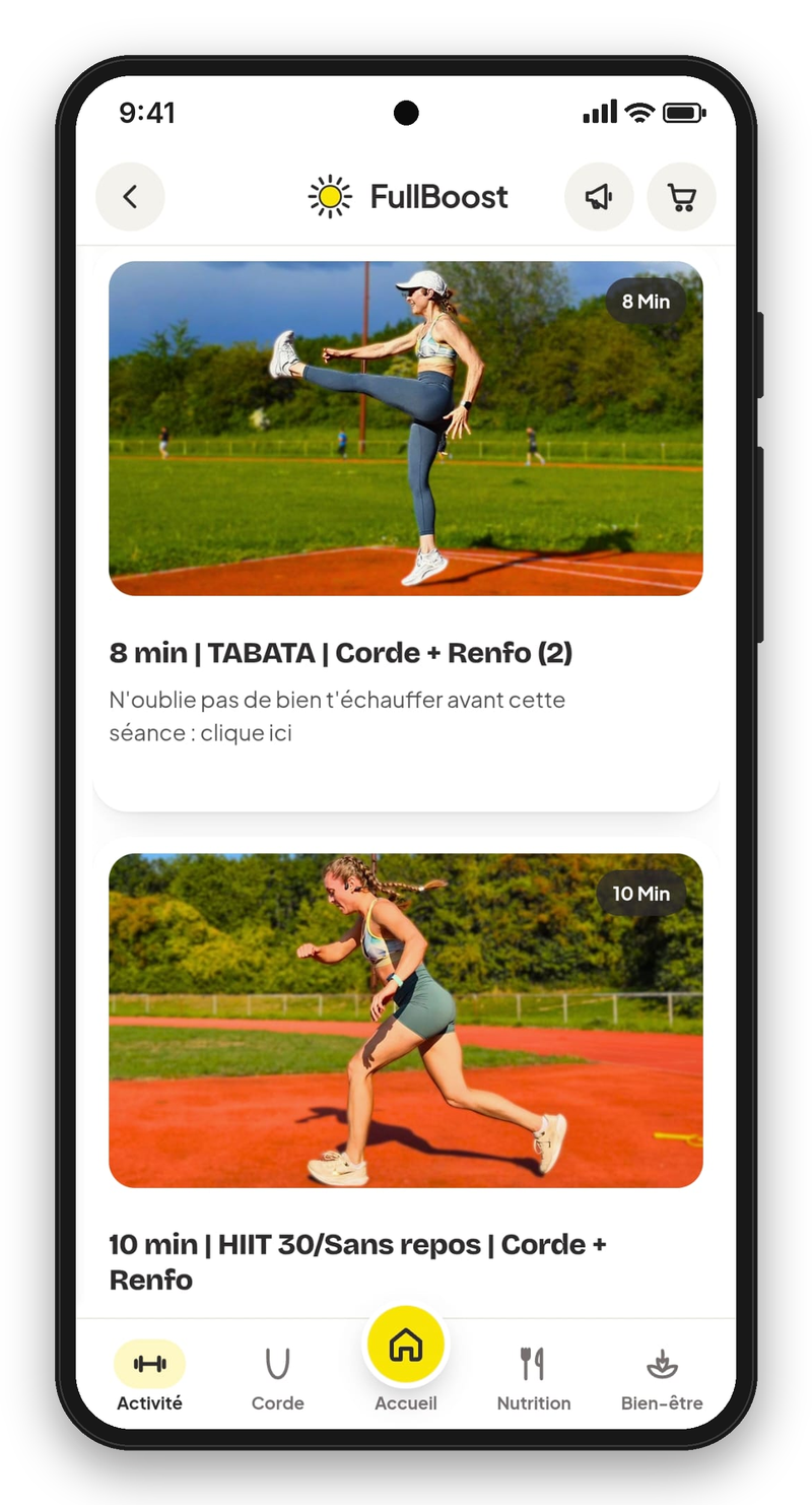 Les séances de corde et renfo dans l'onglet Activité