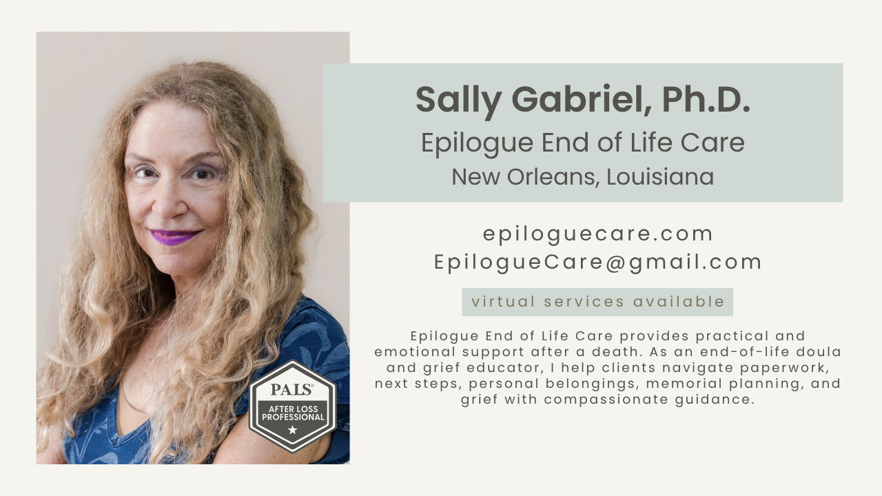 Epilogue End of Life Care - Sally Gabriel, Ph.D.