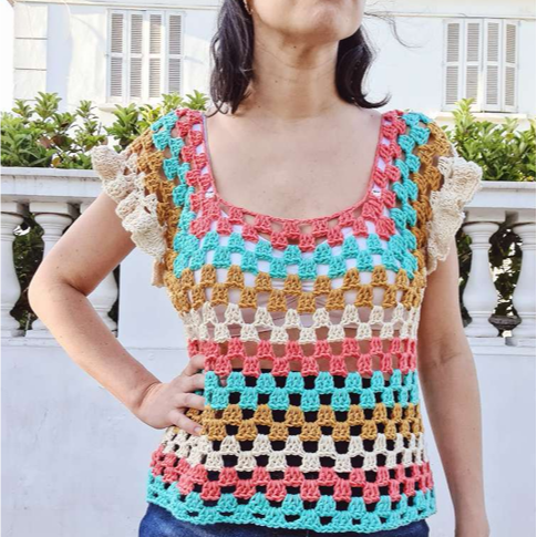 Top alegría crochet