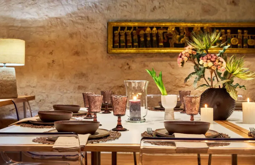 Dining and living area at Olives and Thyme
