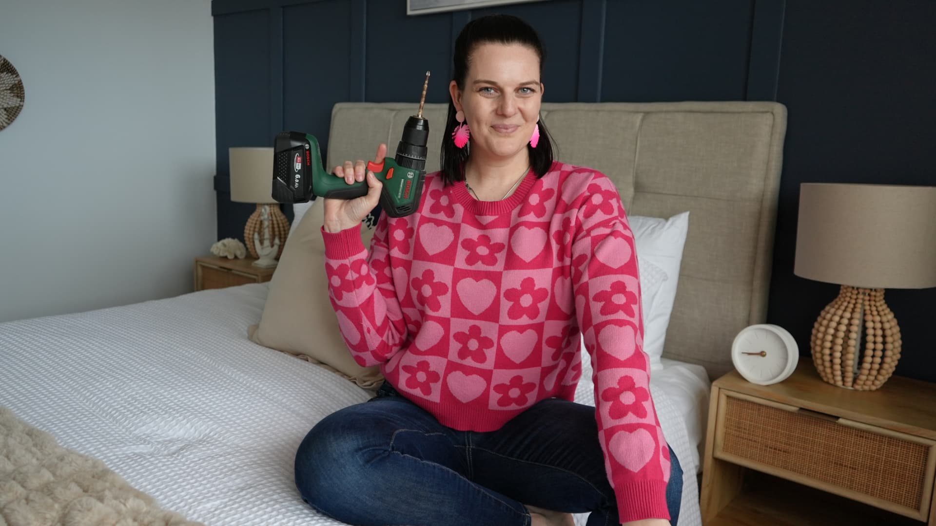 Jade using a drill