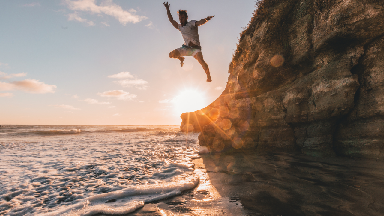 Man falling off a cliff