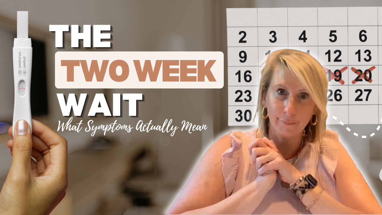 Pregnancy test, calendar, and Fertility Consultant explaining what two week wait symptoms actually mean.