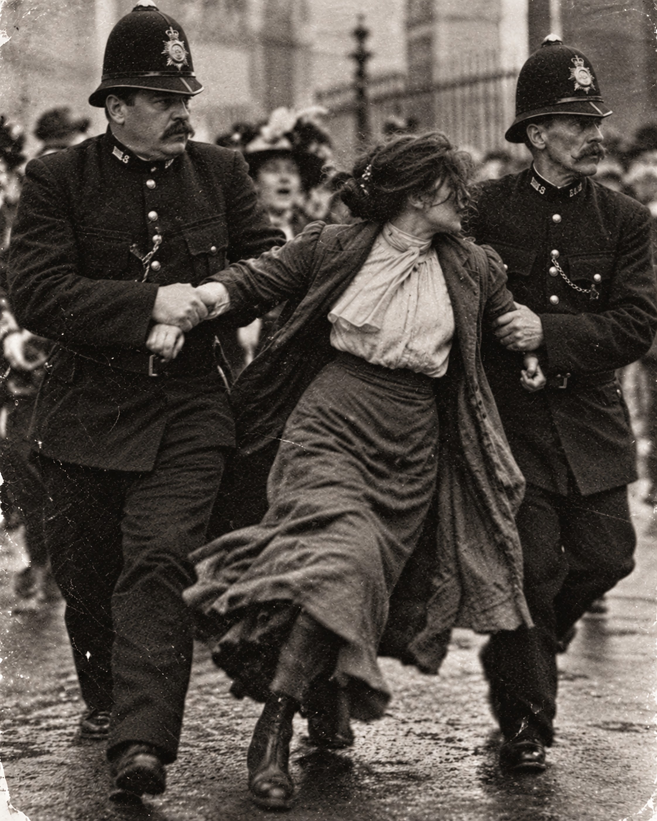 A suffragette being arrested