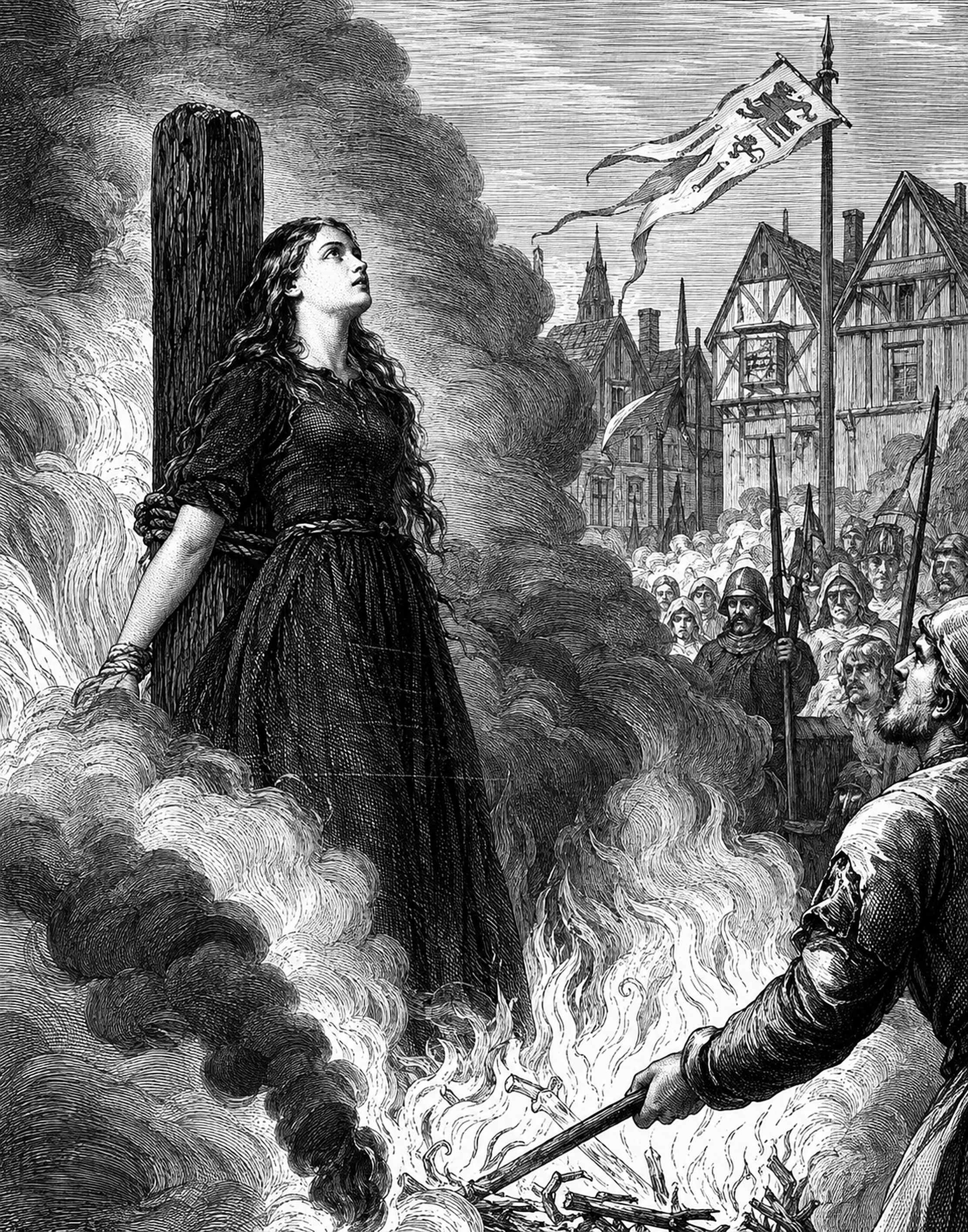An old engraving of a witch