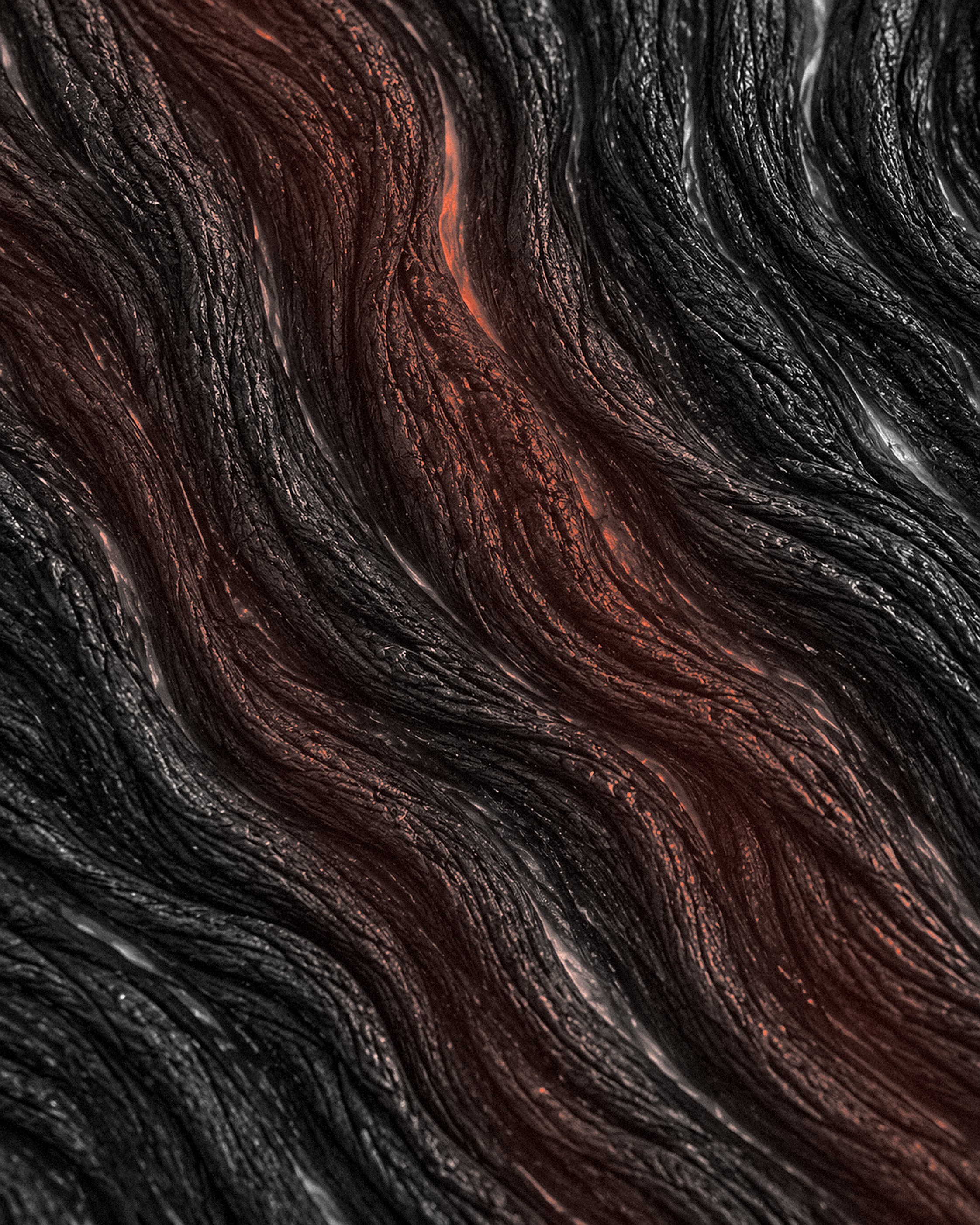 Cooling molten lava