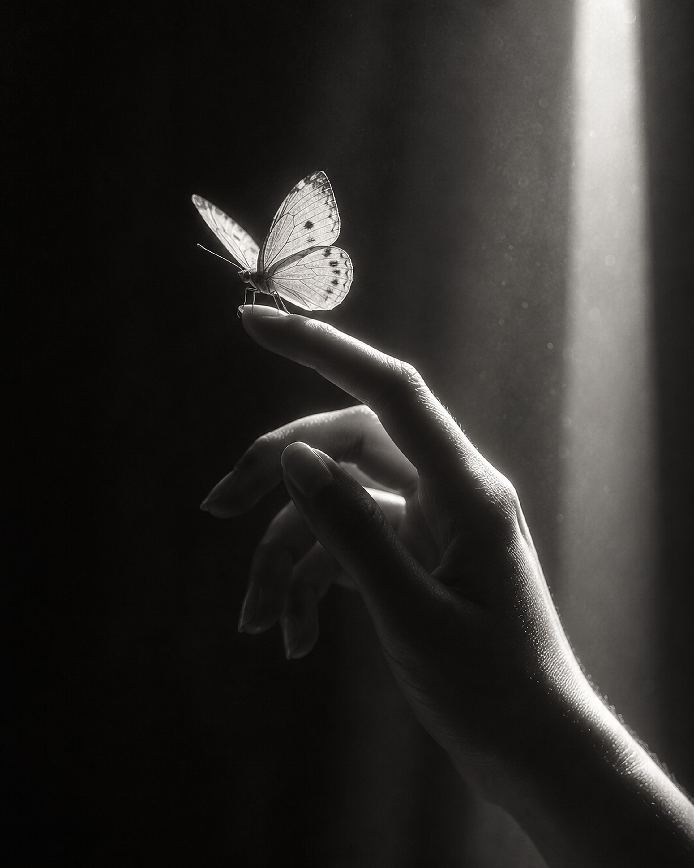 A butterfly resting on a hand