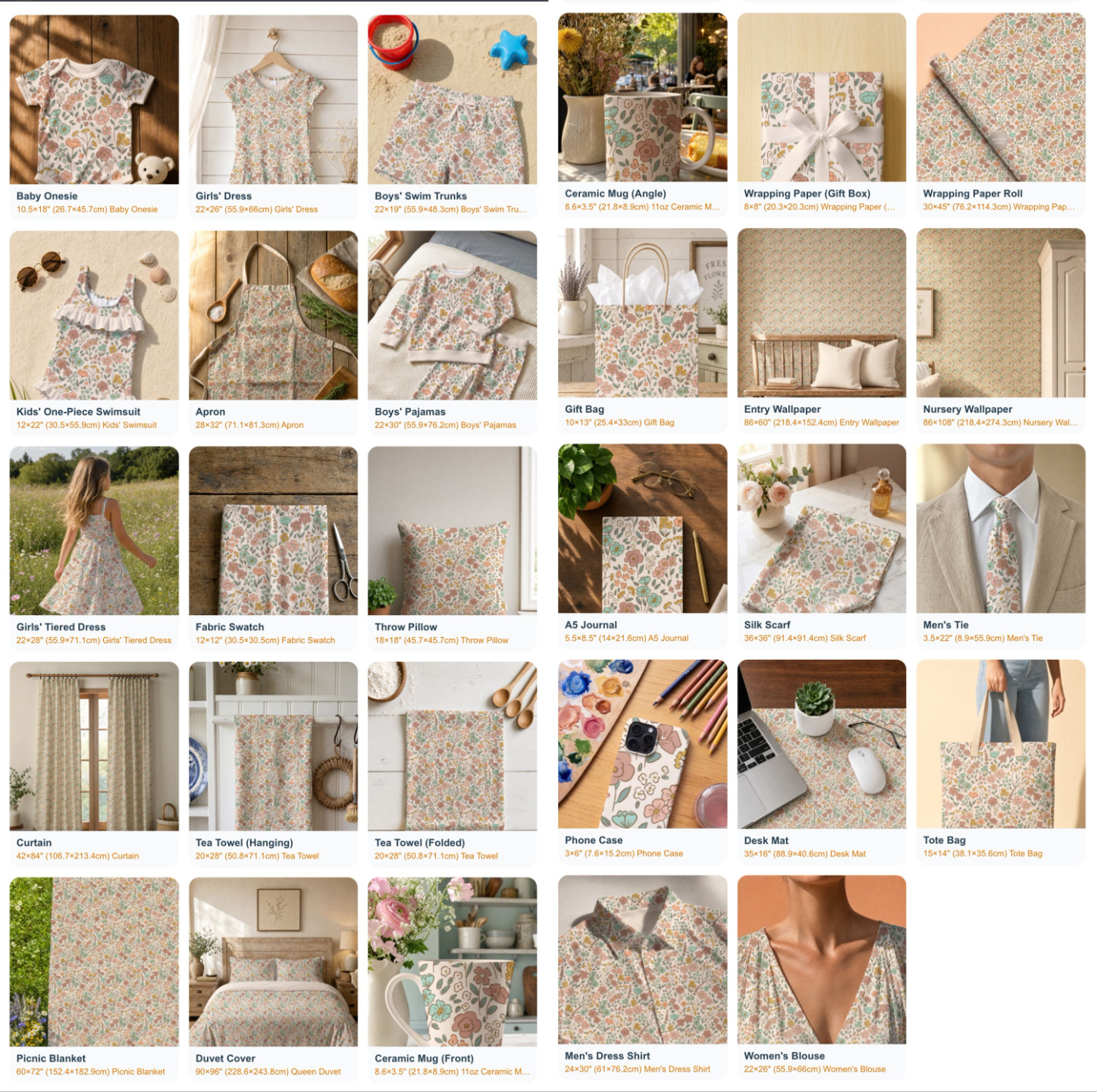 All 29 PatternPAL Pro product mockups — apparel, home goods, wallpaper, gifting, stationery, and accessories