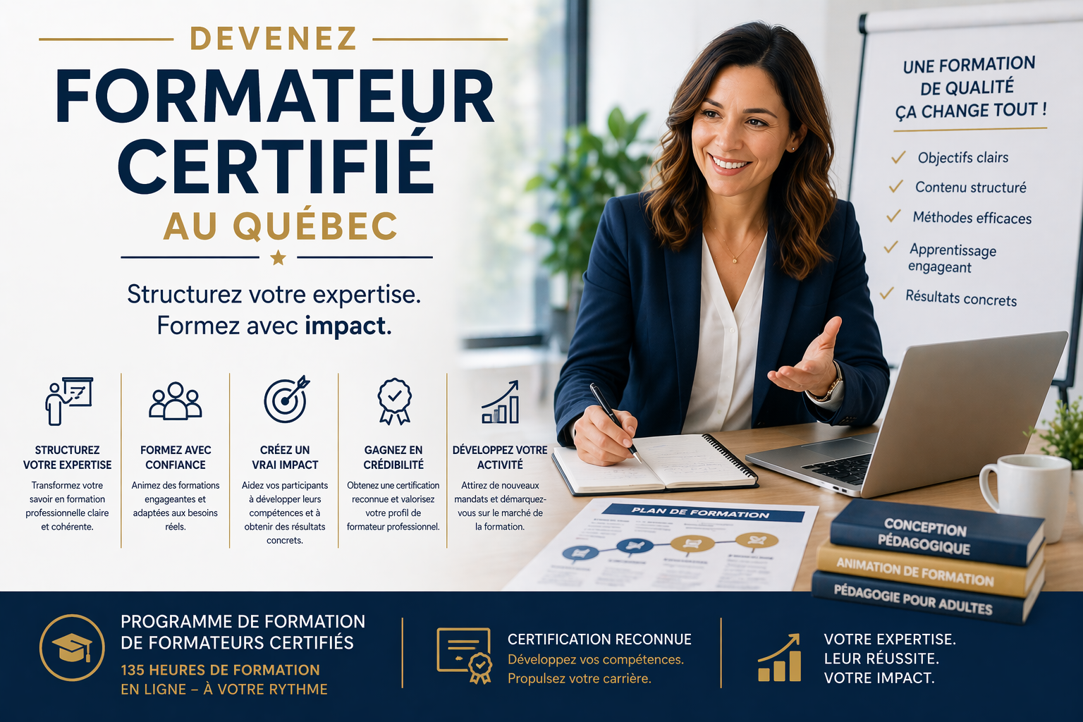 formateur certifié Québec formation professionnelle structurer son expertise programme formation 135 heures animation en entreprise