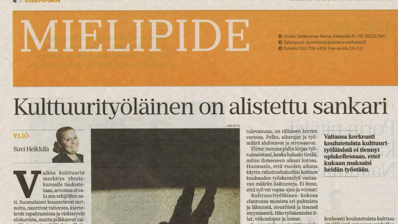 Kulttuurityöläinen on alistettu sankari