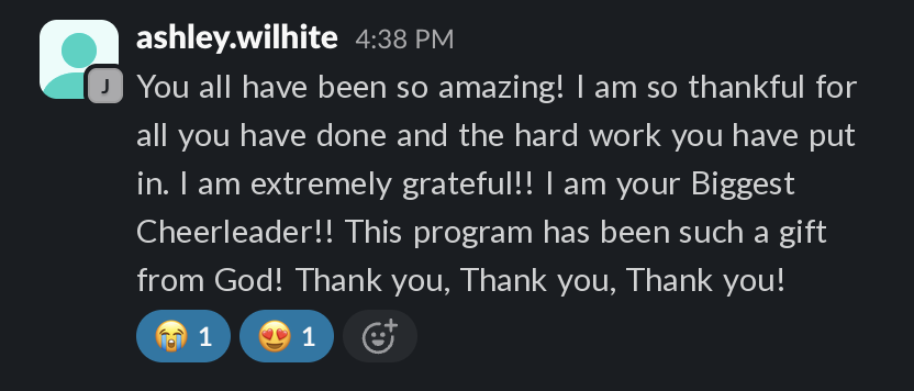 Ashley Wilhite: You all have been so amazing! I am your Biggest Cheerleader!