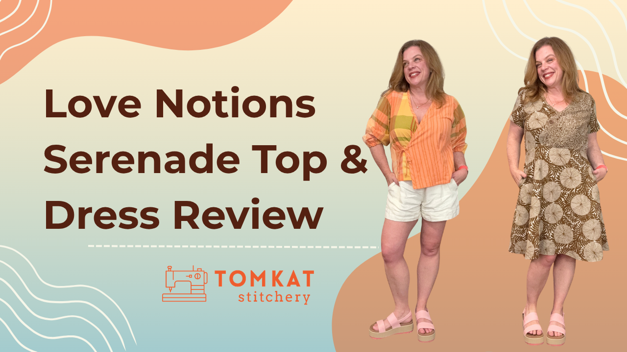 Whitney TomKat Stitchery Wearing Love Notions Serenade Top and Dress