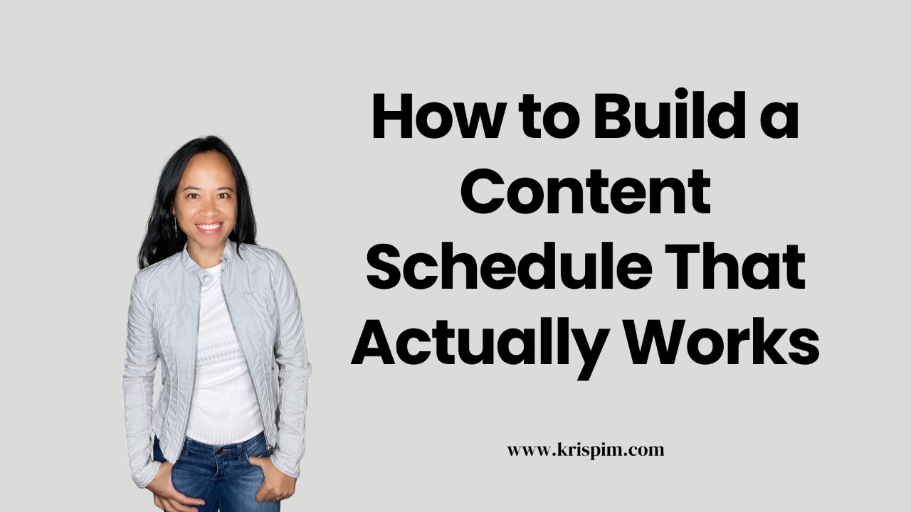 Kris Pim standing, cover image for a post about building a content schedule