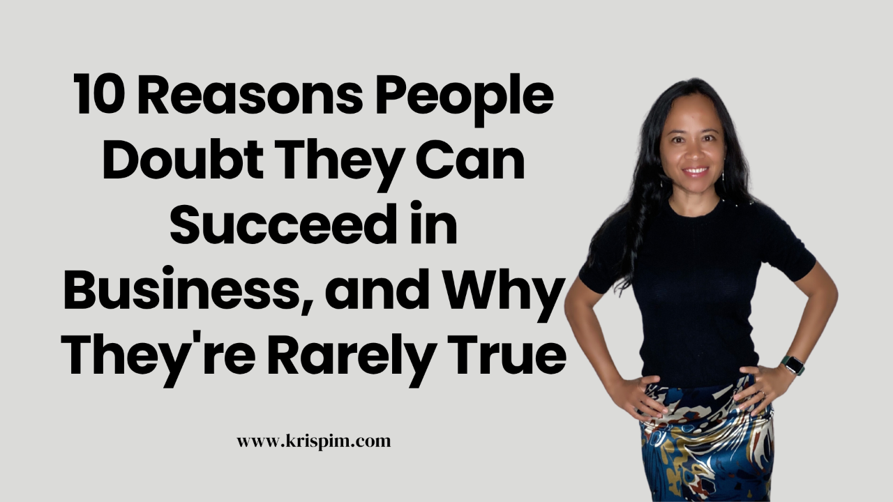 Kris Pim smiling, cover image for a post about overcoming doubt in business