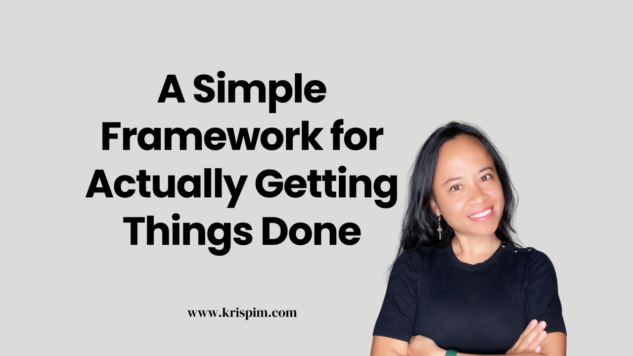 Kris Pim in business casual attire, cover image for a post about getting things done