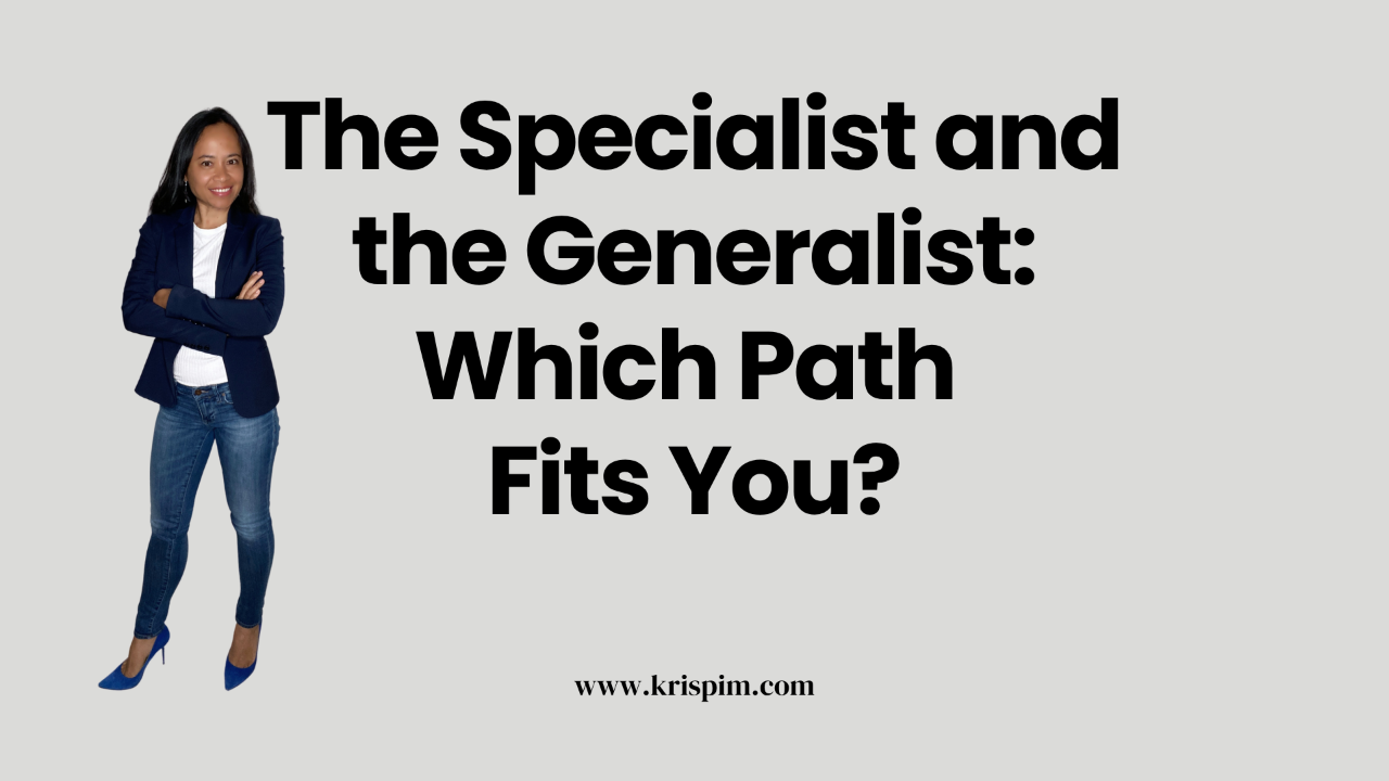 Kris Pim standing confidently, cover image for a post about specialists and generalists