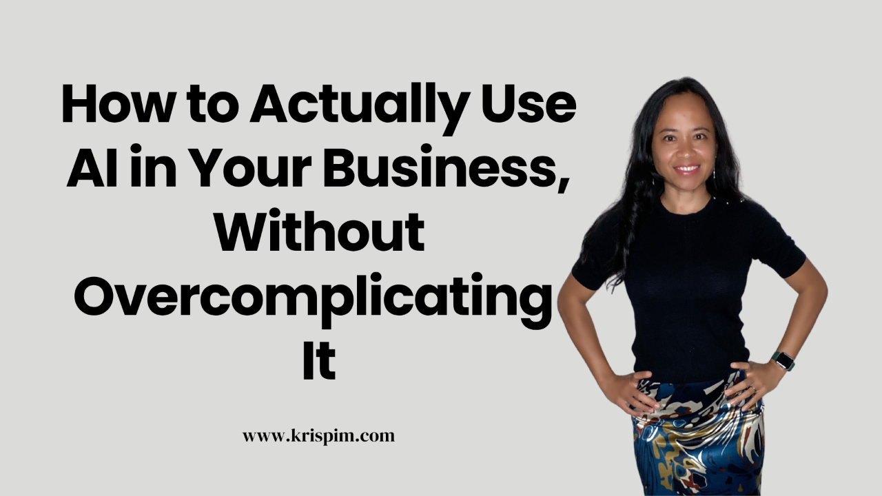 Kris Pim smiling, cover image for a post about how to use AI in your business without overcomplicating it