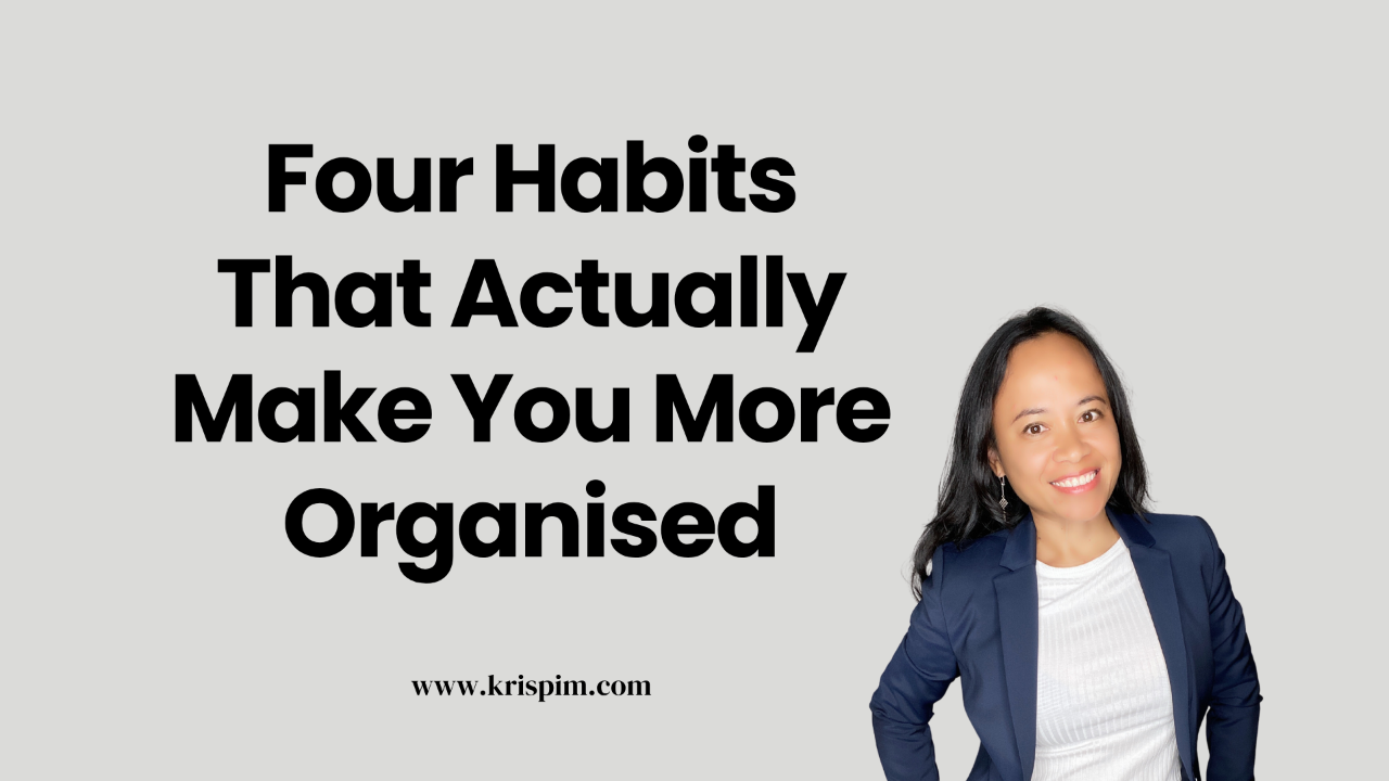 Kris Pim in business casual attire, cover image for a post about staying organised