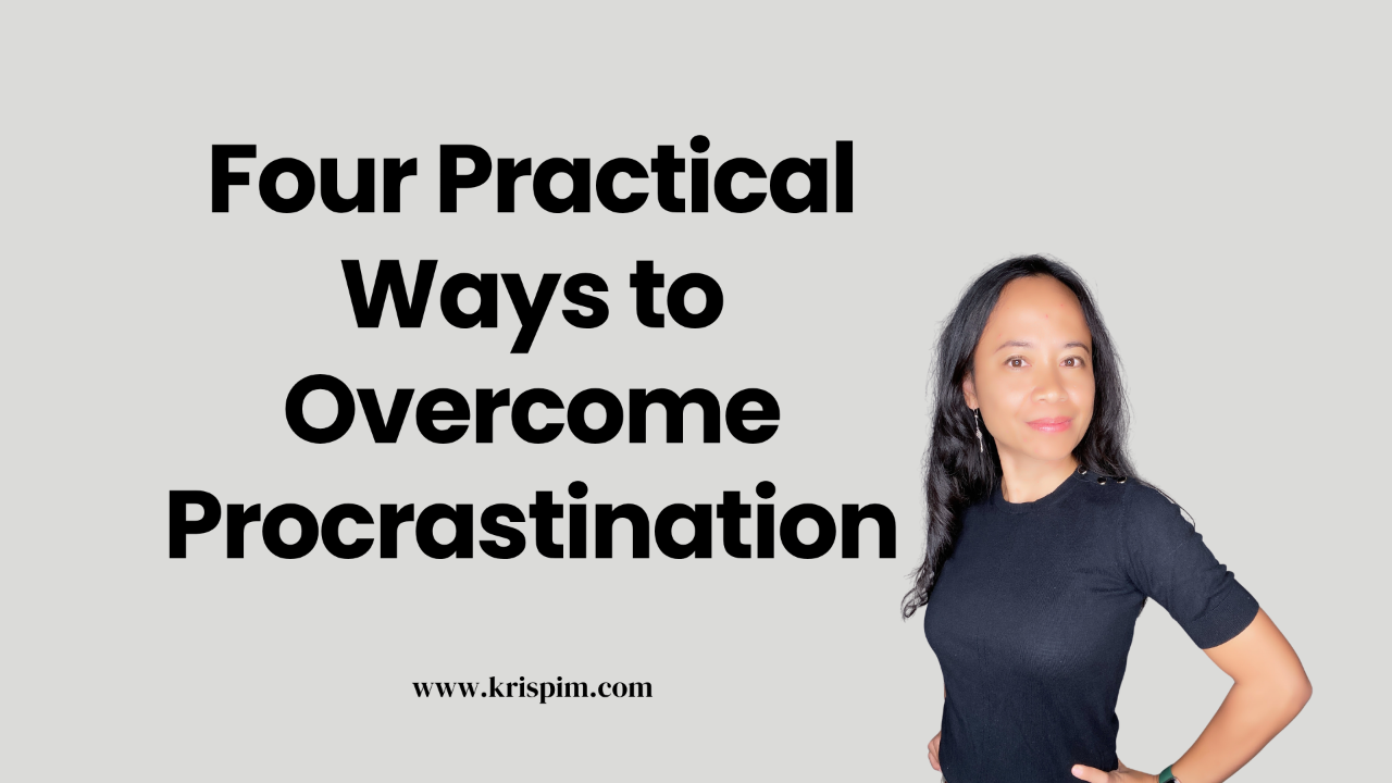 Kris Pim in business casual attire, cover image for a post about overcoming procrastination