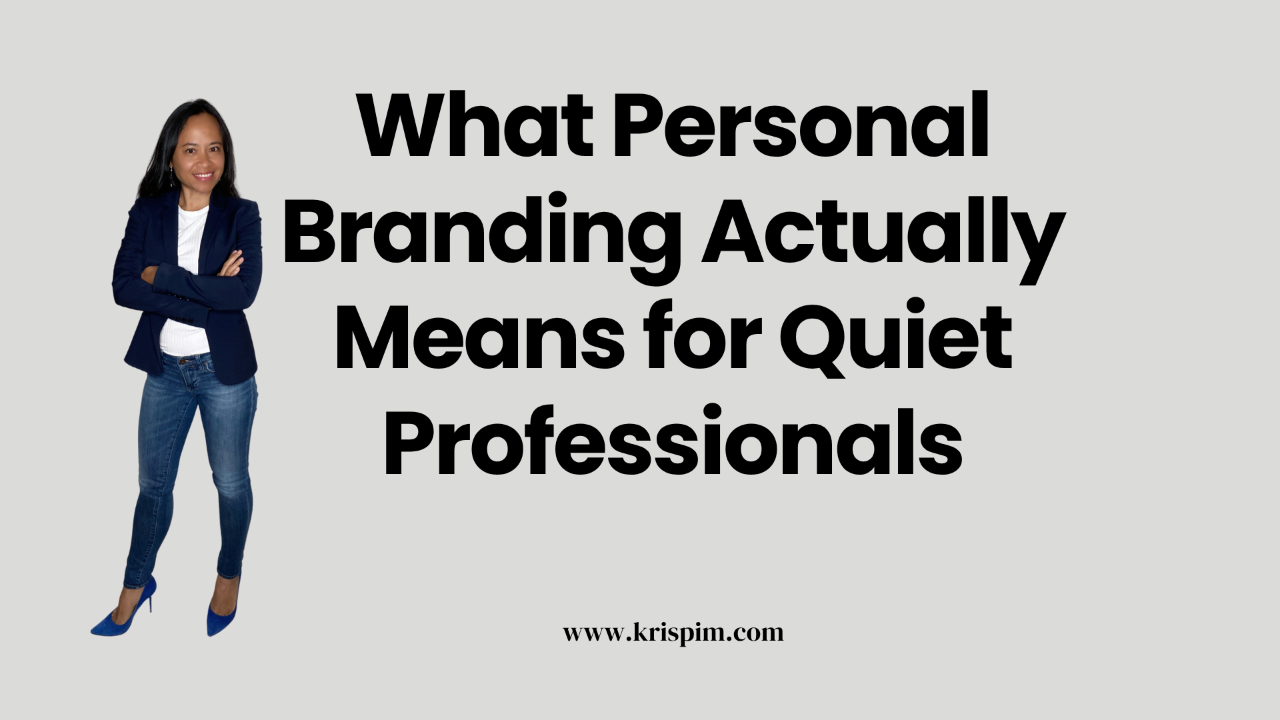 Kris Pim standing confidently, cover image for a post about personal branding for quiet professionals