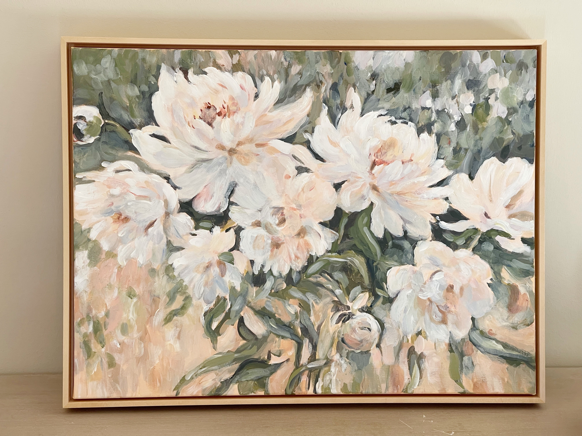 white peony painting