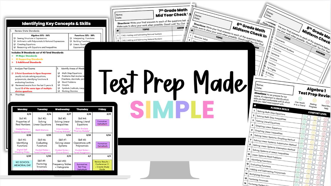 Test Prep Made Simple for Math Teachers | Middle School & Algebra 1