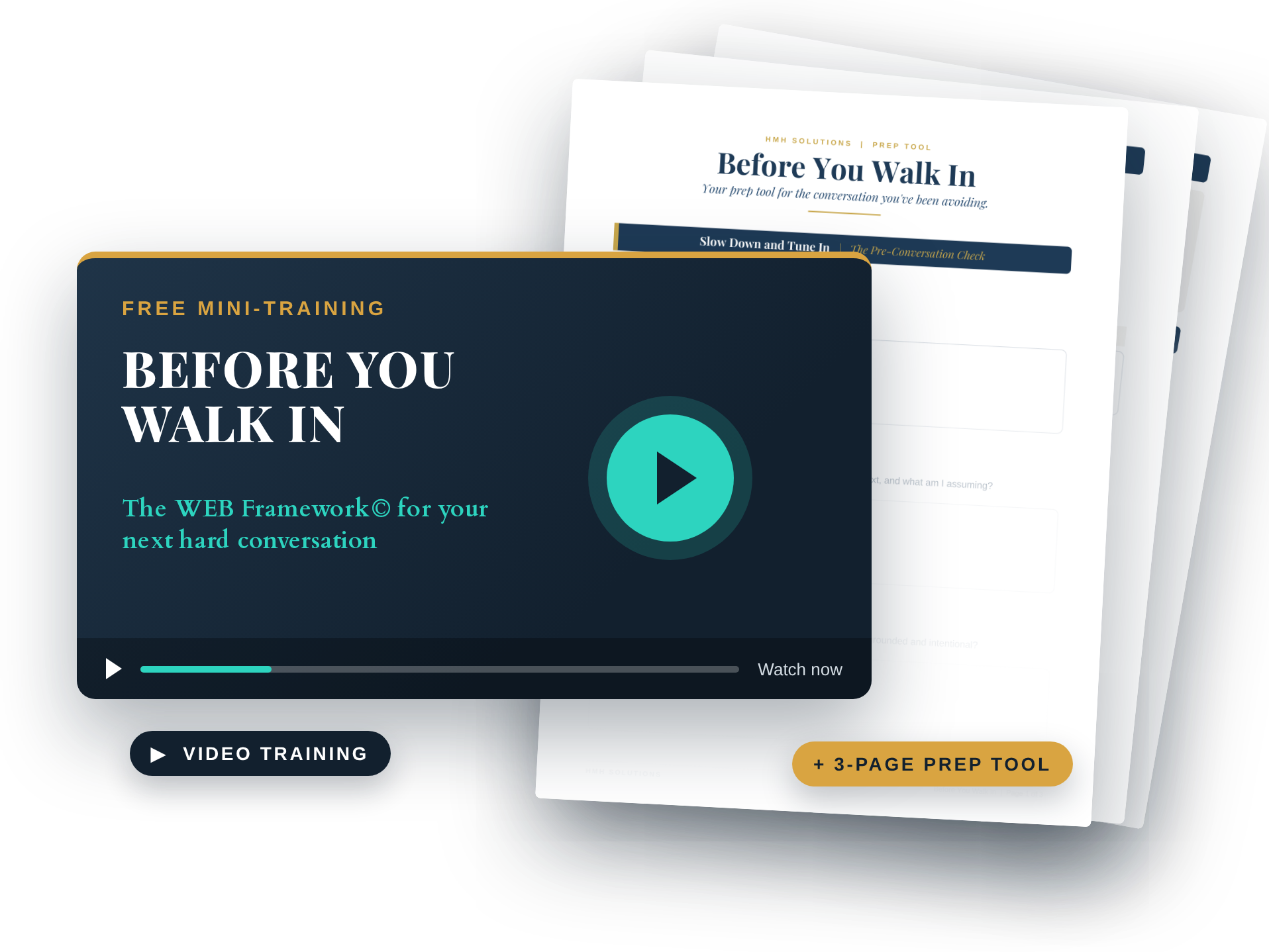 Before You Walk In video training and 3-page prep tool