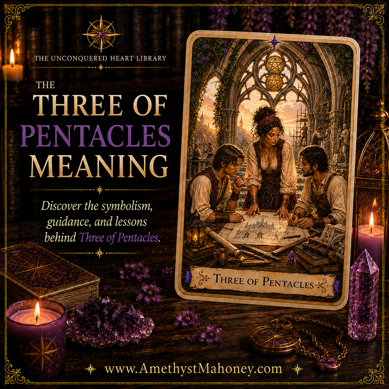 The Two of Pentacles Tarot Card Meaning, featuring The Two of Pentacles from The Unconquered Heart Tarot. Follow this image to read the article, including a full description of the card.
