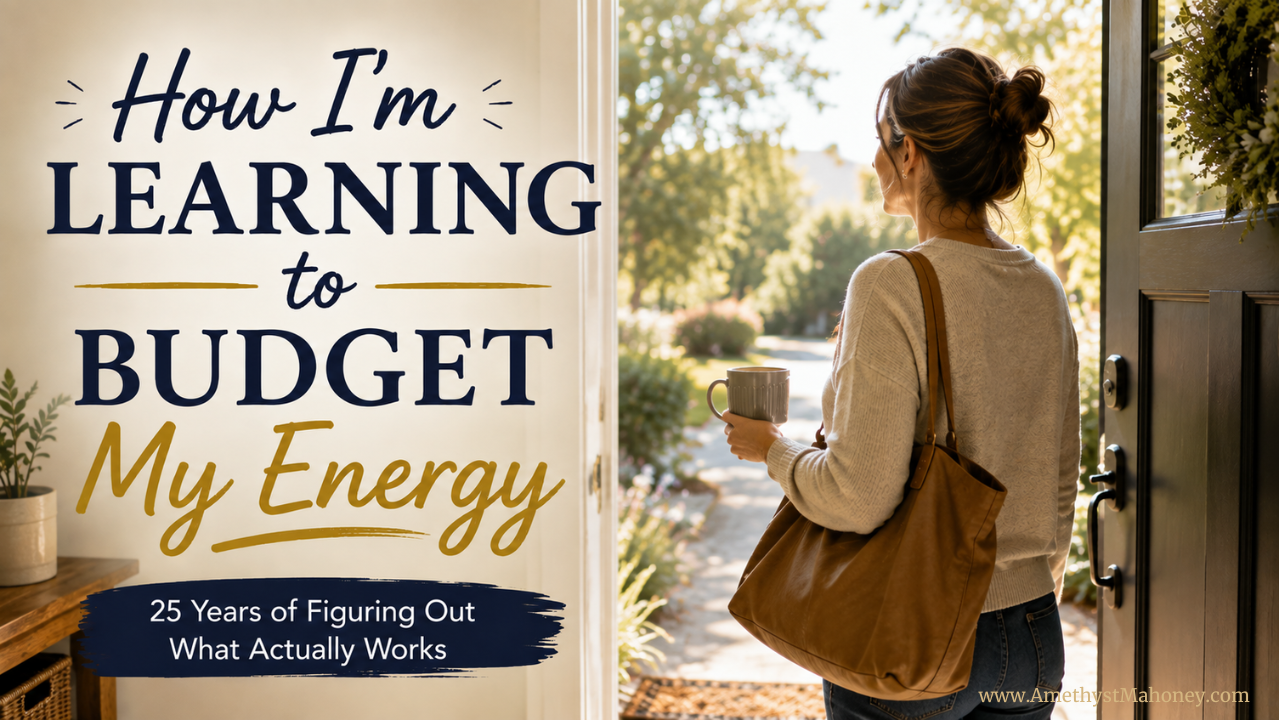 How I'm Learning to Budget My Energy. A woman stands at an open doorway, deciding how much energy she has and what she should use it for today.