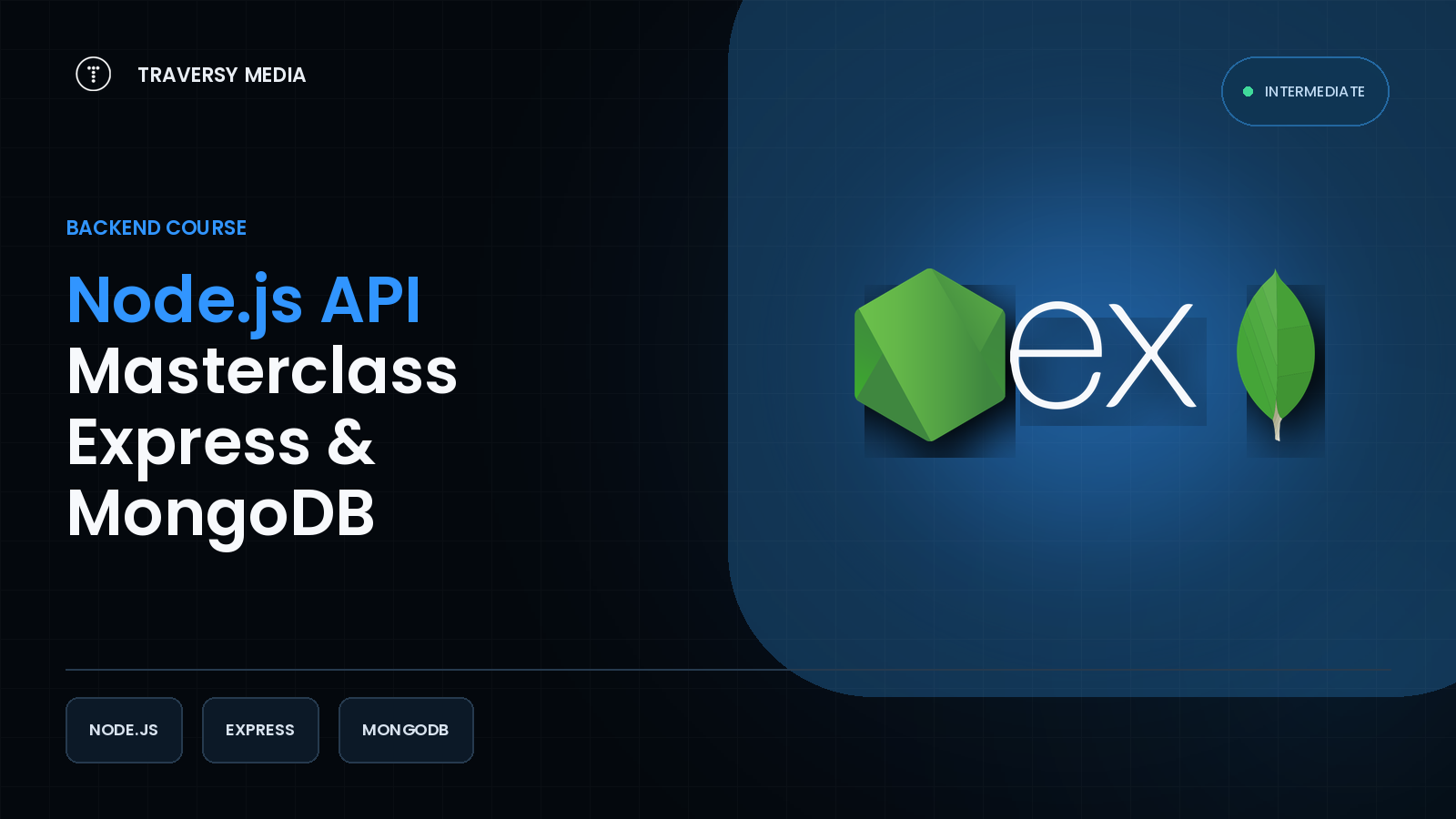 Node.js API Masterclass With Express & MongoDB course cover