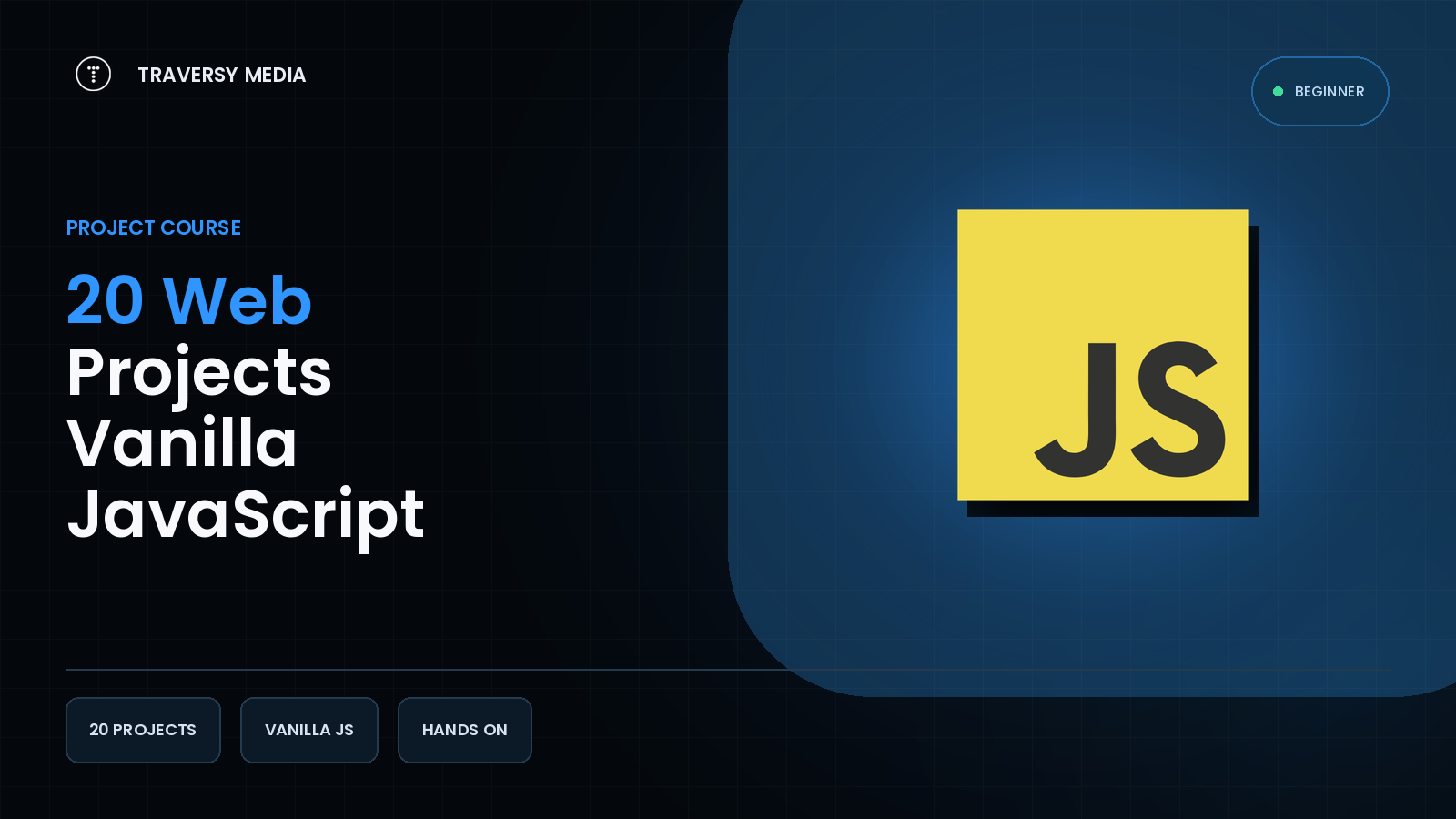 20 Web Projects With Vanilla JavaScript course cover