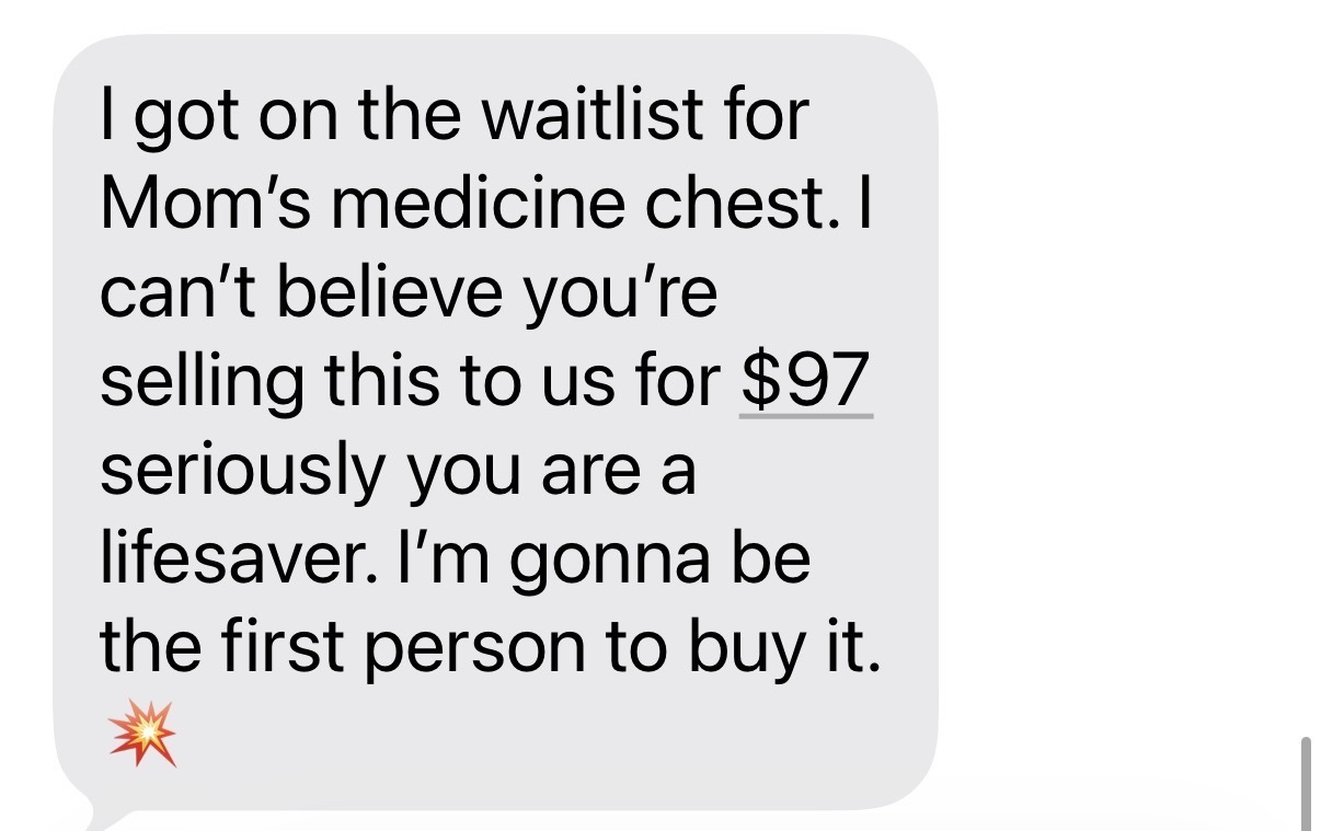 Message from a mother inside Mama's Medicine Chest