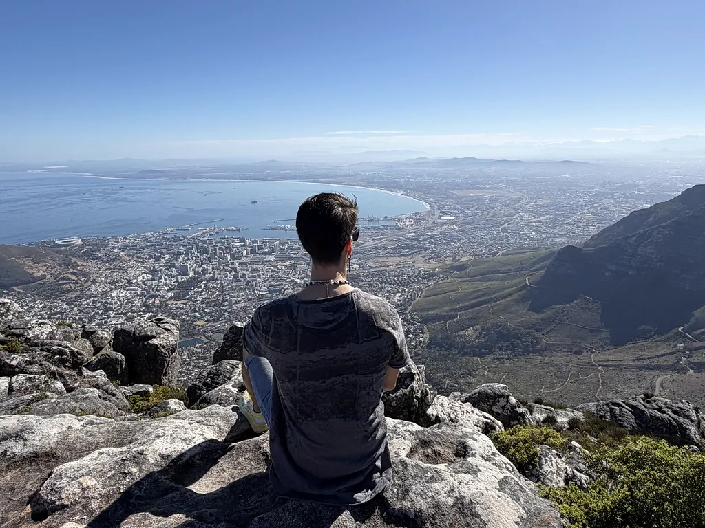 Coach Bruno Anjos reflecting above Cape Town