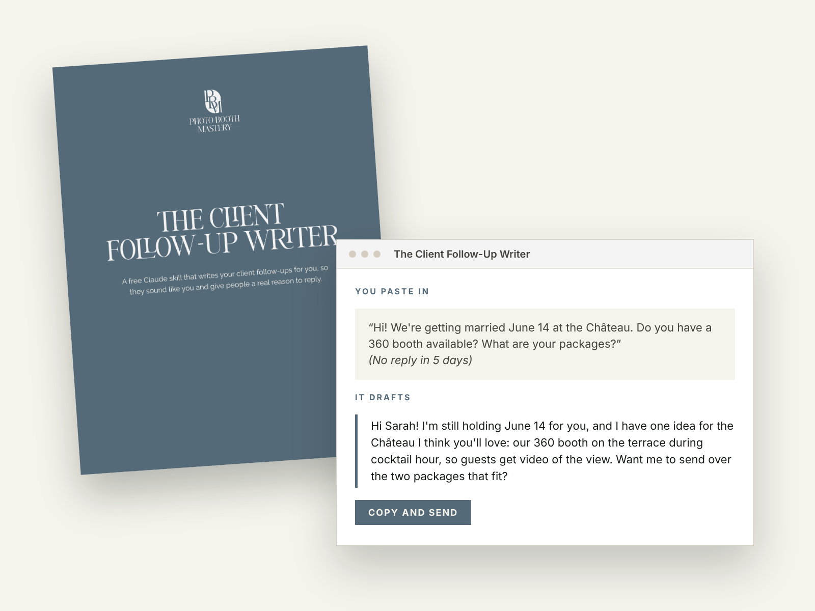 The Client Follow-Up Writer setup guide and a sample follow-up it drafted