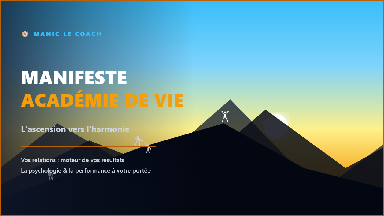 Silhouette de grimpeurs s'aidant mutuellement à gravir une montagne lors d'un lever de soleil lumineux, symbolisant l'ascension et la synergie relationnelle.
