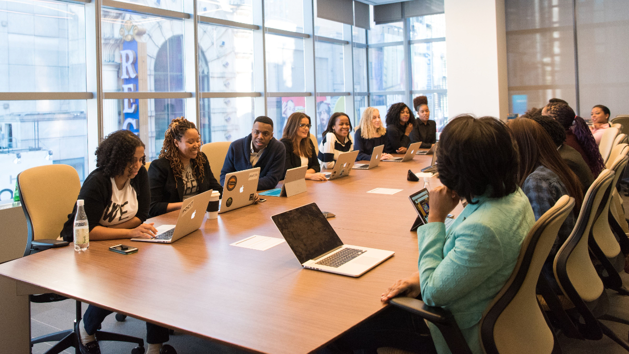 Group of colleagues at a table in a meeting