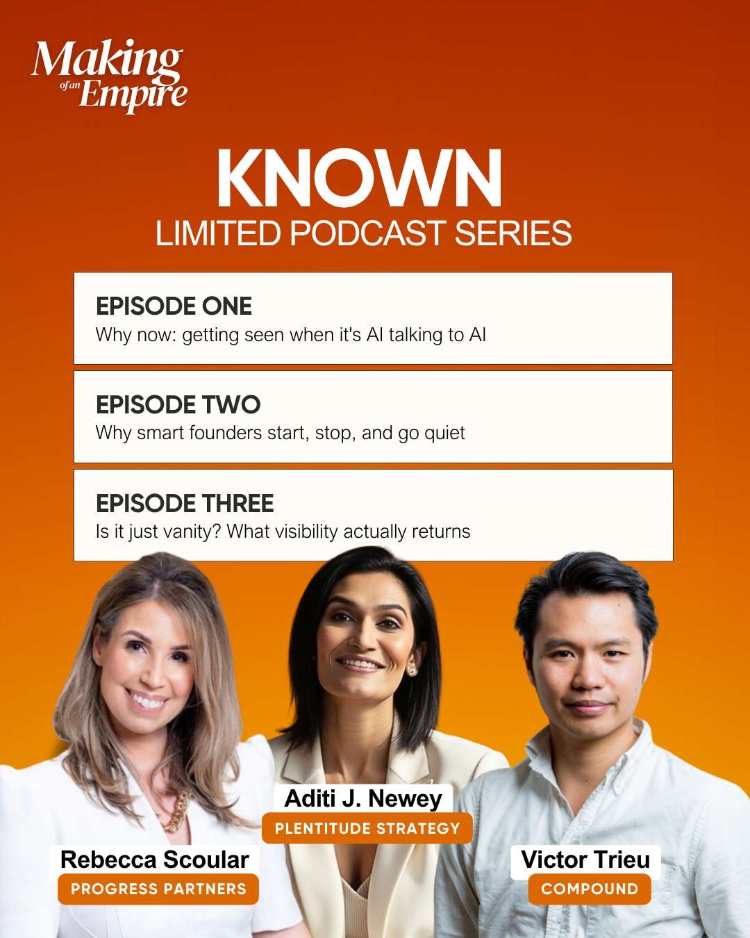 Aditi J. Newey, Victor Trieu and Rebecca Scoular
