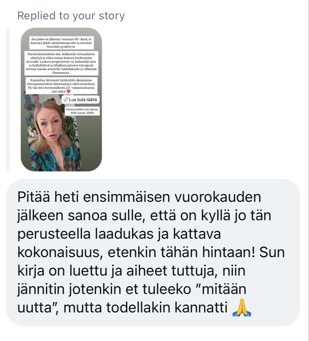 Instagram-seuraajan palautetta