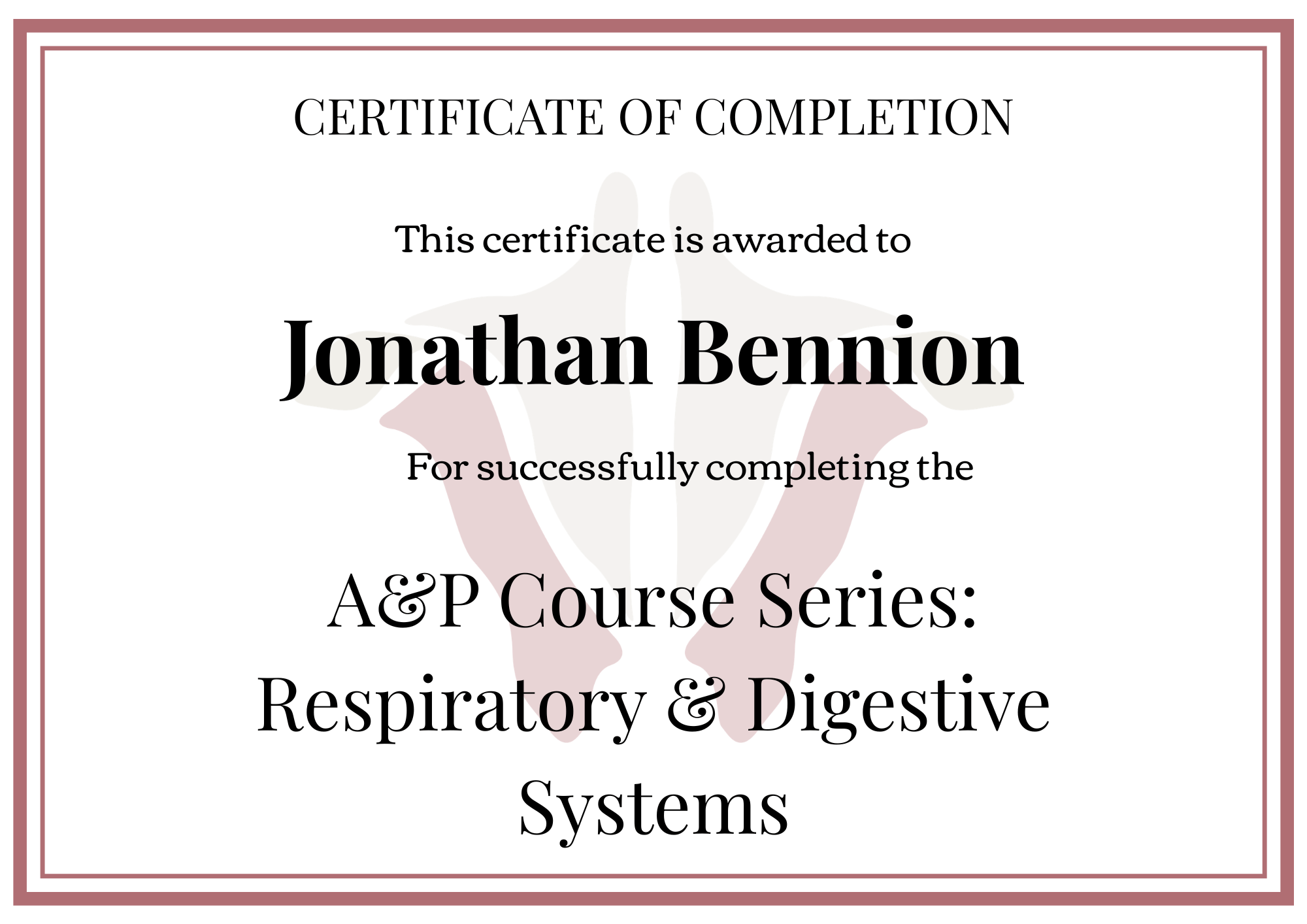 Institute of Human Anatomy Digital Certificate 