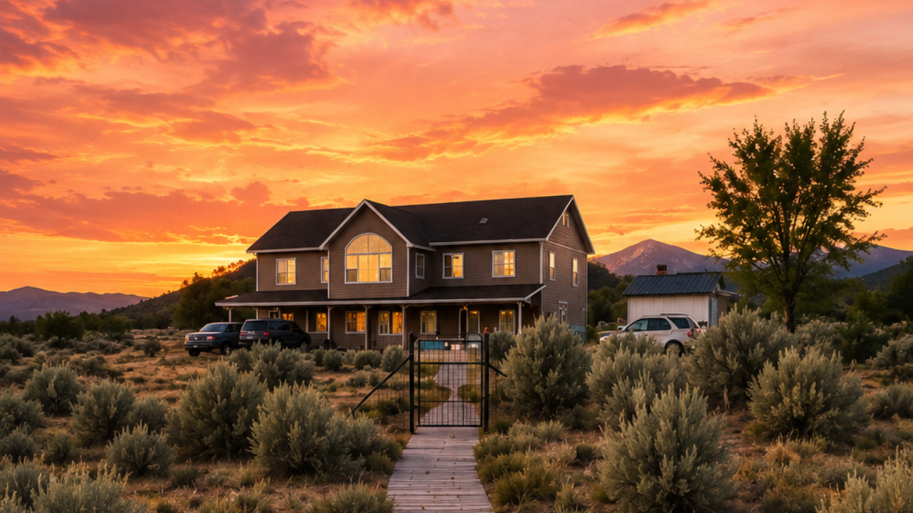 Dickinson Ranch near Cedar City, Utah at sunset, location of the Hold Me Tight Couples Workshop and rustic couples retreat