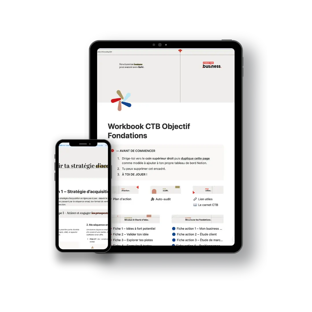 Le workbook Objectif Fondations, ses fiches action et ses templates